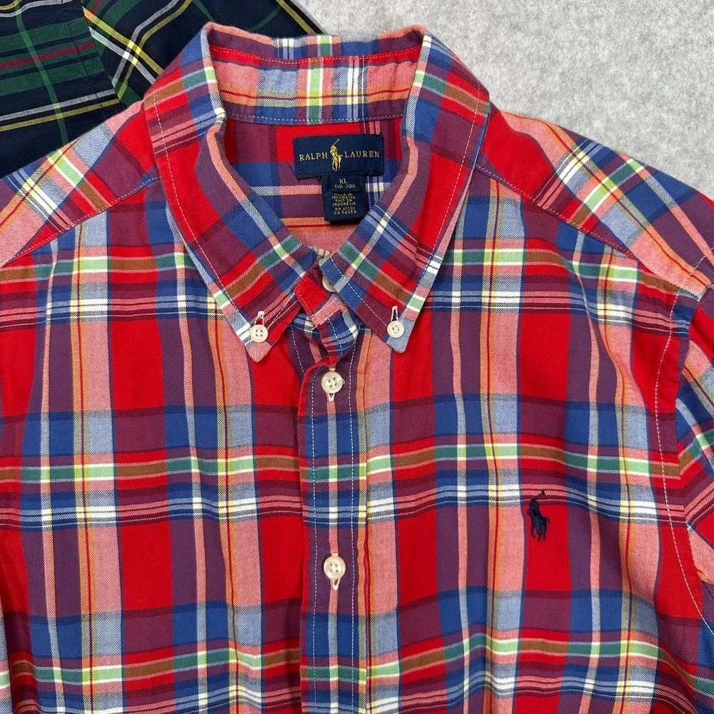 Ralph Lauren Kids Plaid Button Down Shirts Bundle XL 18-20 Red‎ Blue Green Navy